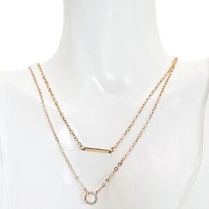 💖 2/$30 Gold Statement Layered dainty bar & rhinestone ring pendants Necklace